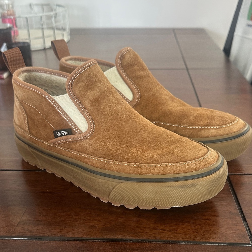 Vans Men's Brown Suede Slip-On Shoes